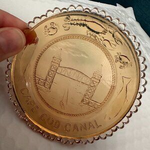 Pairpoint Plate Cape Cod Canal Amber Crab Lobster Fish Railroad Nautical New Eng